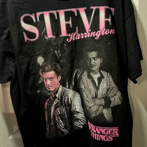 Hot Topic Black and Pink Steve Harrington Long Sleeve Tee